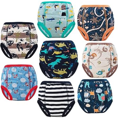 MooMoo Baby 8 Packs Potty Training Pants Cotton Absorbent Training Underwear for Toddler Boy and Girls 2T-9T