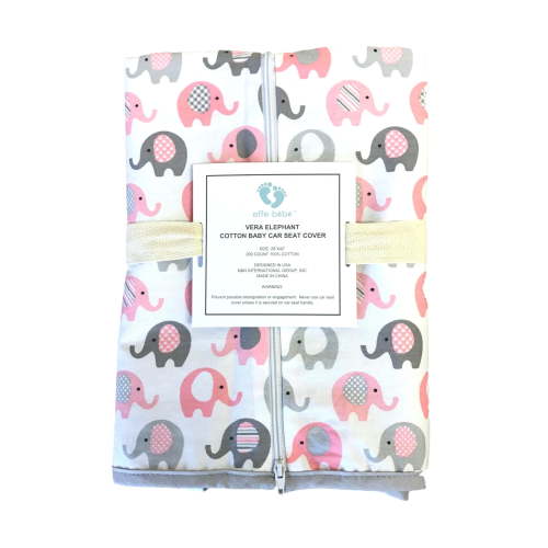 Vera Elephant 100% Breathable Cotton Baby Car Seat Cover (Petal Grey)