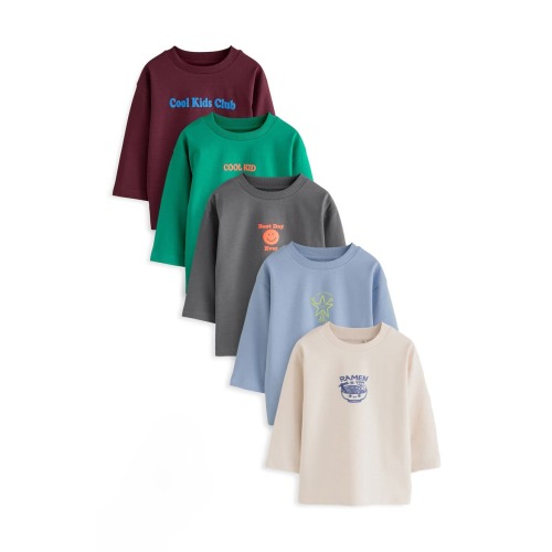 Kids' 5-Pack Assorted Cotton Slogan T-Shirts