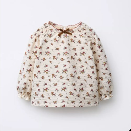 FLORAL EMBOSSED T-SHIRT - Ecru | ZARA United States