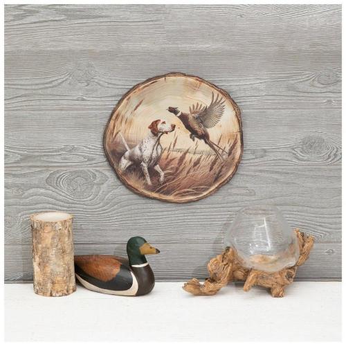 Dog & Pheasant Wood Wall Decor