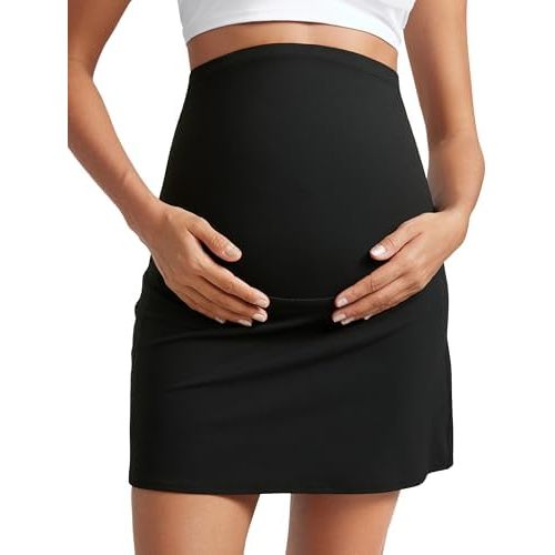 CRZ YOGA Butterluxe Maternity A Line Golf Skirts - High Waisted Tennis Casual Womens Pregnancy with Shorts Pockets
