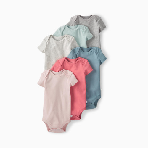 Little Planet Organic Cotton Bodysuits (6 Pack) - Pink/Blue/Grey