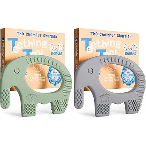 Elefun Baby Teether Pack - Gift 6 Months Blissful Teething Relief - Infant Teethers 6 to 12 Month Baby Gift Set - Safe Silicone Soothing Rings Developmental Infant Chew Toys