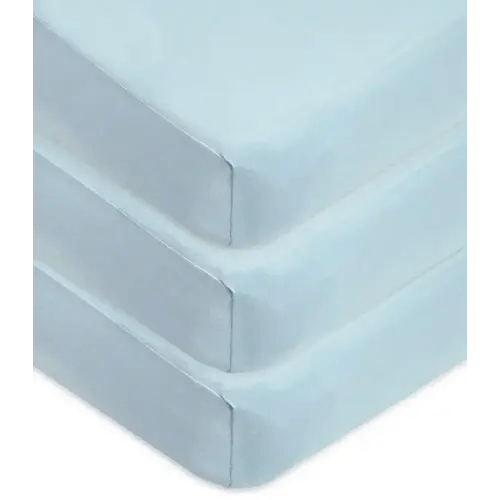 American Baby Company 3 Pack 100% Natural Cotton Fitted Crib Sheets 52" x 28" - Soft, Breathable, Hypoallergenic & Gentle Toddler Bed Sheets, Blue, Neutral for Boys & Girls