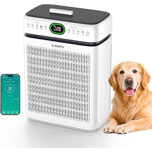Air Purifiers for Home Large Room Up to 3500 Sq Ft with Washable Filters,Double-Sided HEPA with PM 2.5 Display Air Quality Sensor,Smart WiFi APP,Air Cleaner for Pets,Hair,Dust,Smoke,Dorm room,Office
