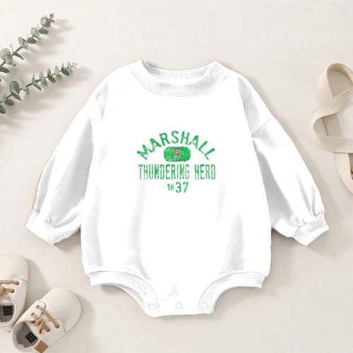 Marshall Thundering Herd 1837 Baby Romper Sweatshirts Kids's 0-3M White sold by KarlottaBynumxj58n | SKU 2459758509 | Printerval