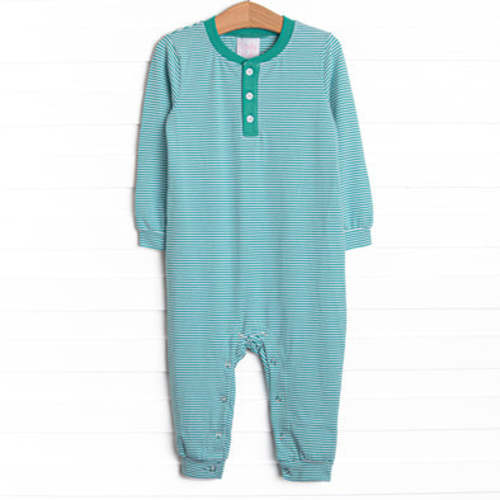 Tucker Romper, Teal Stripe – Stitchy Fish
