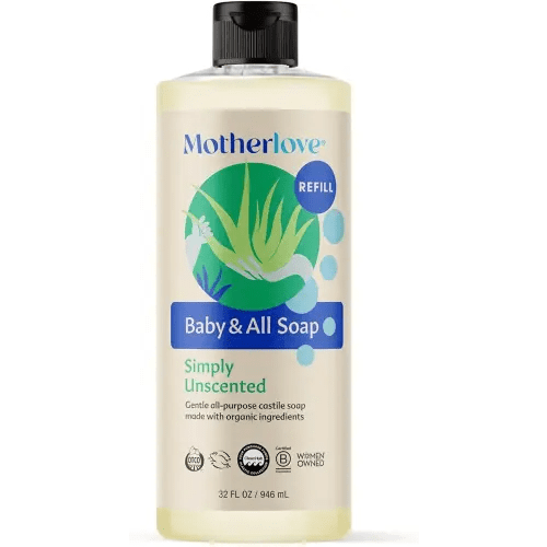 Motherlove Baby & All Soap (32 oz) Gentle Foaming All-Purpose Castile Soap Made with Organic Ingredients – Simply Unscented