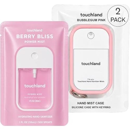 Touchland Pink Pop Set Berry Bliss Hydrating Hand Sanitizer Spray & Case