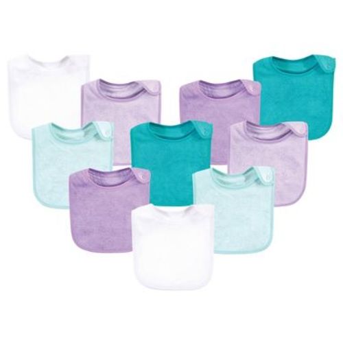 Hudson Baby Infant Girl Rayon from Bamboo Terry Bibs, Purple Mint