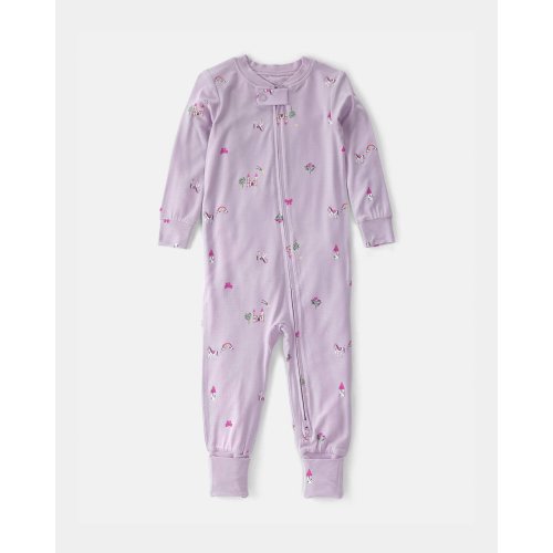 Baby Girl Fairytale PurelySoft 2-Way Zip 1-Piece Pajama - Purple | Carter's
