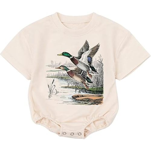 Mallard Ducks Fall Romper Sweatshirt, Waterfowl Duck Outfit, Animals Graphic, Hunting Baby Outfit, Romper, For Baby Boys, Girls