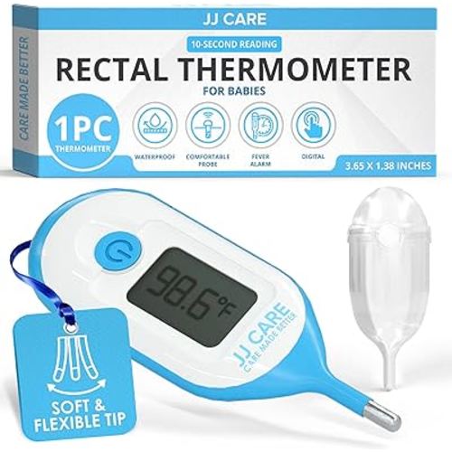 JJ CARE Rectal Thermometer for Babies with LCD Display, Calibrated Baby Rectal Thermometer, 10 Seconds Fast Reading Infant Rectal Thermometer for Fever with Storage Case