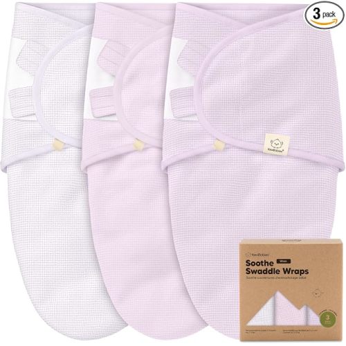 3-Pack Organic Swaddles for Newborns, Baby Swaddles 0-3 Months (Soft Lilac) | Newborn Swaddle Sleep Sacks, Soft Cotton, Infant, Baby Swaddle Wraps, Girls, Boys, Large Hook & Loop Closure
