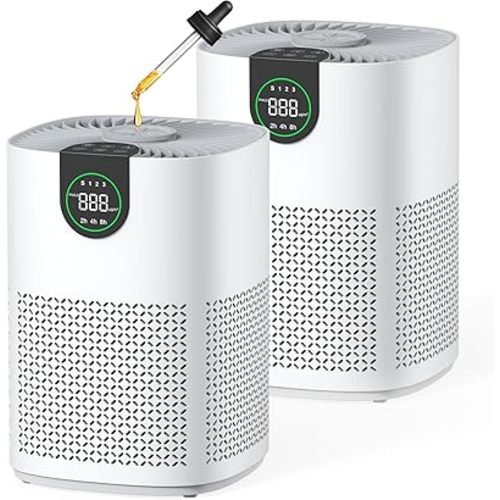 VEWIOR 2 Pack Air Purifiers for Home, Air Purifiers for Bedroom Large Room up to 1200 sq.ft with H13 HEPA Washable Filter, Aromatherapy, PM2.5 Display, Sleep Mode, Auto Mode for Dust, Smoke, Pets Hair