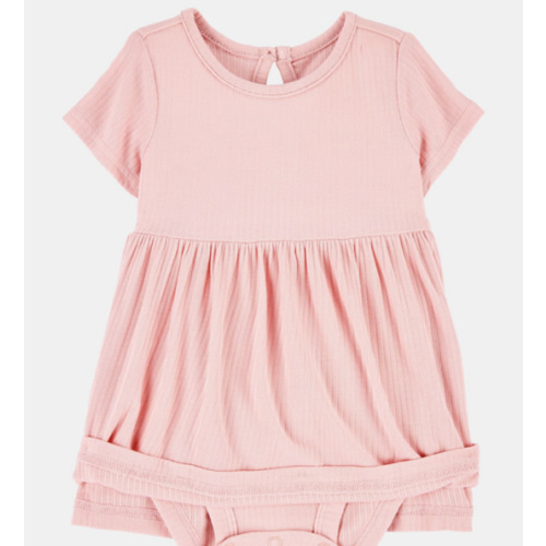 Baby Girl Solid PurelySoft Bodysuit Dress - Pink | Carter's