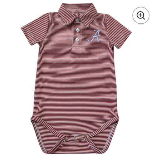 Alabama Crimson Tide Vive La Fete Infant Polo Pencil Stripe Bodysuit - Crimson