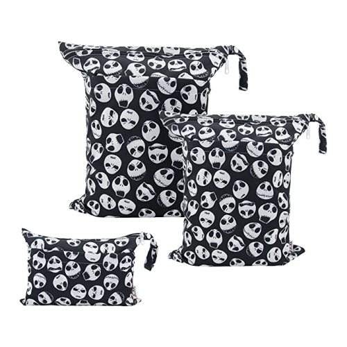 ALVABABY 3 pcs Cloth Diaper Wet Dry Bags Waterproof Reusable with Two Zippered Pockets Travel Beach Pool Daycare Soiled Baby Items Yoga Gym Bag for Swimsuits or Wet Clothes Small Medium Large 3L-SML15