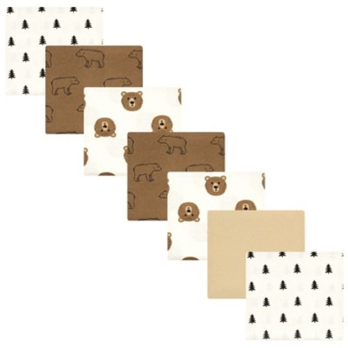 Luvable Friends Hudson Baby Cotton Poly Flannel Receiving Blankets 7pk, Forest Bear
