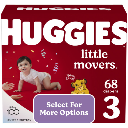 Huggies Little Movers Baby Diapers, Size 3, 68 Ct (Select for More Options)
