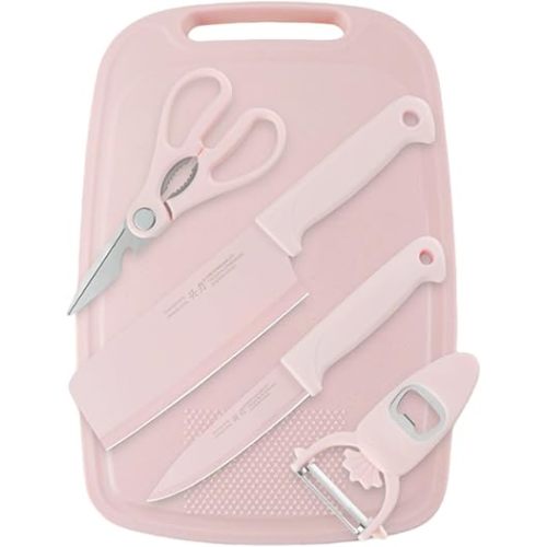 5 in 1 Mini Knife and Cutting Board Set, Pink, Compact, Stainless Steel, One Size, Adult, Indoor/Outdoor Use