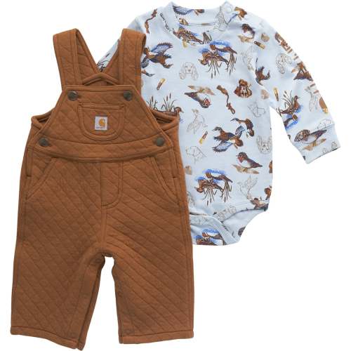 Carhartt Infant Boys' 2-Piece Long Sleeve Printed Bodysuit Quilted Jersey Overall Set