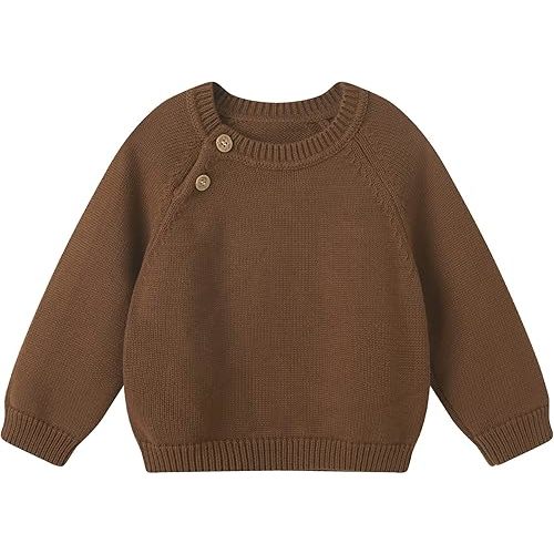 pureborn Baby Toddler Boys Girls Pullover Sweater Cotton Knit Button Closure Sweaters