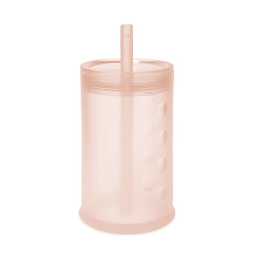 Olababy Clear View Silicone Training Cup with Straw Lid | Toddler Sippy Trainer 12mo+ | Unbreakable Water Drinking Cups for Kids 2yr+ | Baby Led Weaning & Feeding Supplies (Coral, 9 oz)