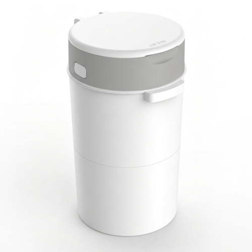 ZNQPLF Baby Diaper Pail, Advanced Odor Control Diaper Bin for Nursery, Hands-Free Twist-Seal Disposal System, Gray-White
