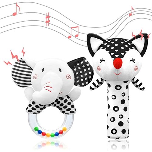 Baby Rattles 0-6 Months Newborn Toys Infant Toys 0-6 Months Rattles for Babies 0-6 Months Baby Toys 0-6 Months, Black and White High Contrast Baby Toys for Newborn 0 3 6 9 12 Months Girls Boys