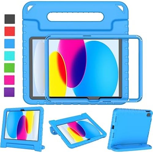 LTROP Kids Case for iPad A16 11th Generation 11-inch 2025/ iPad 10th Generation 10.9-inch 2022 with Screen Protector, Lightweight Shockproof Convertible Handle Stand Cover for iPad 11/10 Gen, Blue