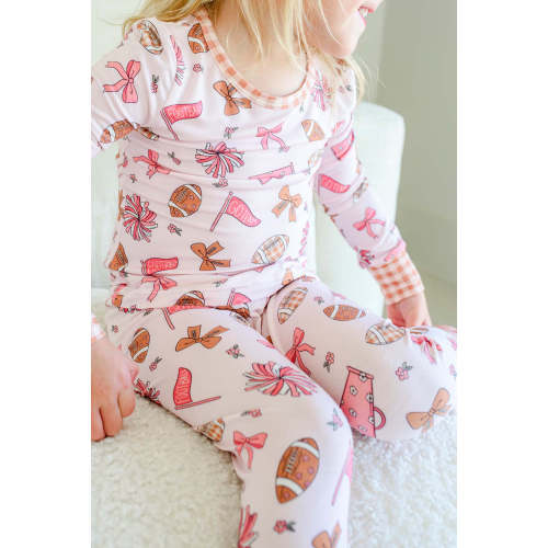 Two-Piece Bamboo Pajama Set in Huddles & Cuddles Pink | Caden Lane