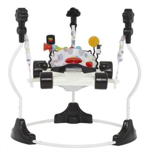 Dream On Me Champ 2-in-1 Activity Center & Jumper – 360° Rotating Seat, 3 Adjustable Heights, Lights & Music, Supports up to 26 lbs, White