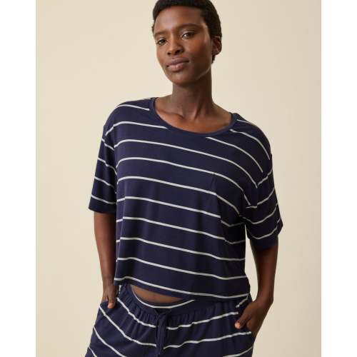 Aria Bamboo Casual Cropped Short Sleeve Top | Black - Kindred Bravely