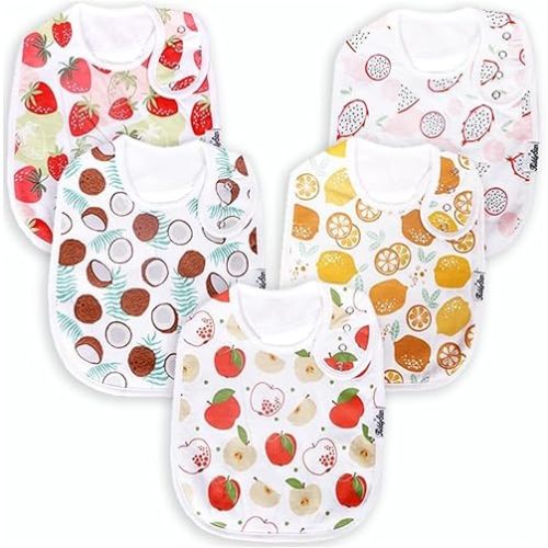 Organic Cotton Baby Bibs for Boys & Girls – Soft, Absorbent Teething & Drool Bibs - Adjustable Snaps for Toddlers