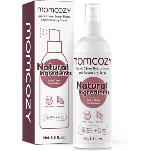 Momcozy Portable Breast Pump Cleaner Spray, Strong Milk Fat Removal & Residue-Free, Natural Grapefruit Scent, Pump Spray for Breast Pump and Other Baby Products, 8.5 Fl Oz Bottle