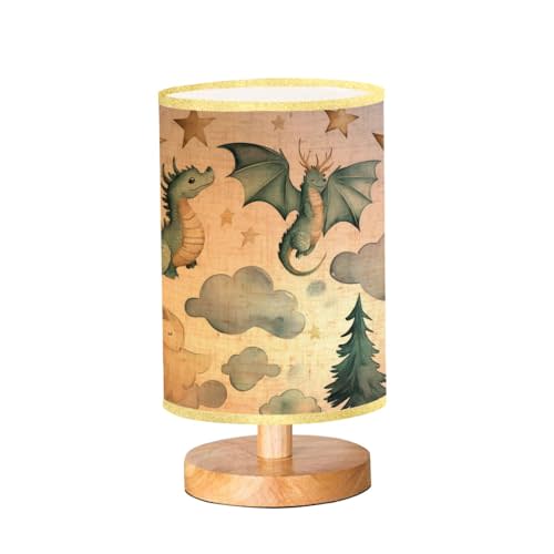AURFIAIUOP Bedside Desk Lamps, Minimalist Dragon Baby Animals Watercolor Nightstand Lamps, Small Table Lamp for Nursery Girls Kids Bedroom Classroom Living Room Dorm Decor