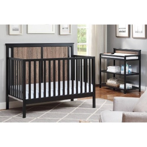 Suite Bebe Connelly 4-in-1 Convertible Crib With Reversible Headboard - Black/Vintage Walnut