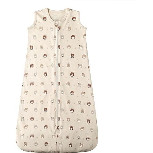 Owlivia Baby Organic Cotton 0.5 TOG Wearable Blanket-Light Sleeping Bag with 2-Way Zipper, Boys Girls Swaddle Transition Sleep Sack(0.5 TOG Mini Bears, 3-12 Months)