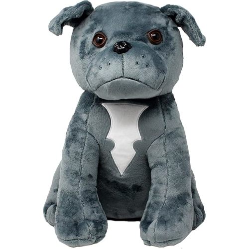 Shelter Pets Stuffed Animals: Magnum - 16" Grey Pitbull Dog Plush Toy - Based on Real-Life Adopted Pets - American Staffordshire Terrier - Benefiting The Animal Shelters They were Adopted from