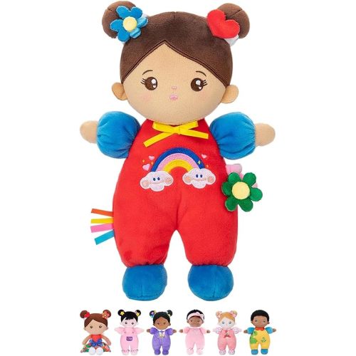 OUOZZZ Soft Baby Doll 10" - Hispanic First Birthday Toys for 1 Year Old Girl, Ideal 1 Year Old Girl Gifts & Baby Girl Gifts, Snuggle Buddy for Infants Brown Skin