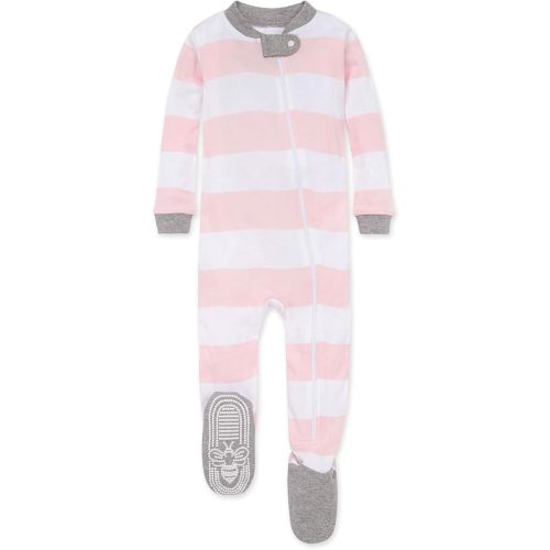 Burt's Bees Baby Baby Girls Sleeper Pajamas, 100% Organic Cotton, One-piece PJs, Diagonal Zip Up Jumpsuit, Snug Fit Footie