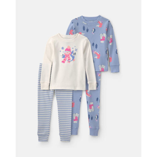Baby Girl Penguin Winter Cotton Snug Fit 4-Piece Pajama Set - Purple/White | Carter's