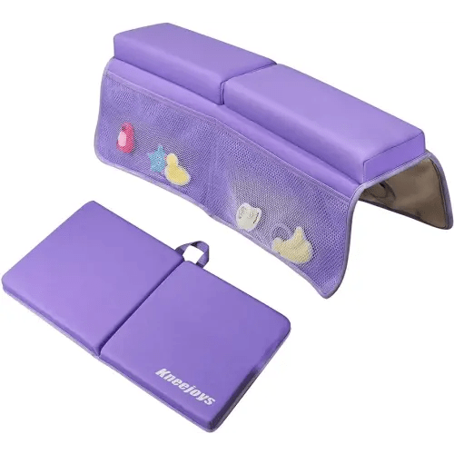 Bath Kneeler and Elbow Rest Pad for Baby - Memory Foam Kneeling Mat for Tub and Bath Toy Organizer