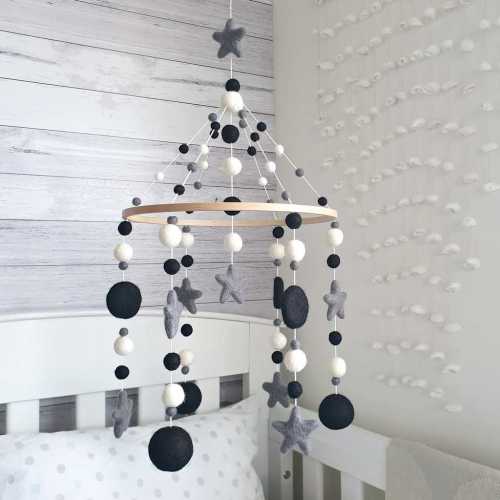 Black and White Mobile For Baby | Gorgeous Felt Creation by Tik Tak Design - Tik Tak Design Co.