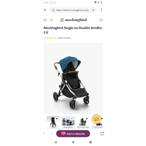 Mockingbird Single-to-Double Stroller 2.0