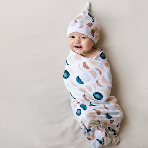 Luna Neutral Swaddle & Hat Set - Little Sleepies