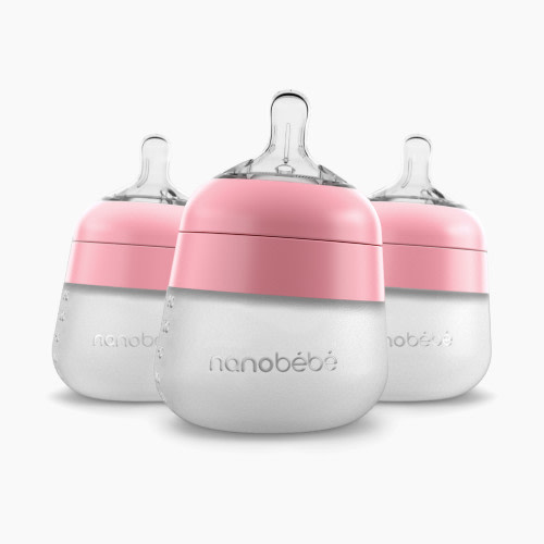 Nanobebe Flexy Silicone Baby Bottle - Pink, 5 Oz, 3