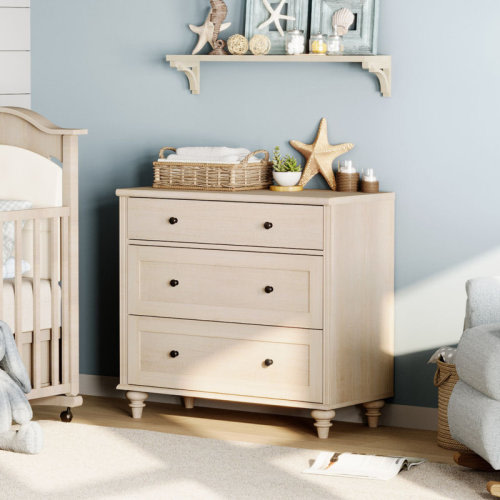 Harper Orchard Ariv Kids Dressers With Wide Chest Of Drawers, Baby Dresser For Bedroom With 3 Drawers, Small Dressers For Nursery, Hallway, Living Room, Rustic White & Reviews | Wayfair